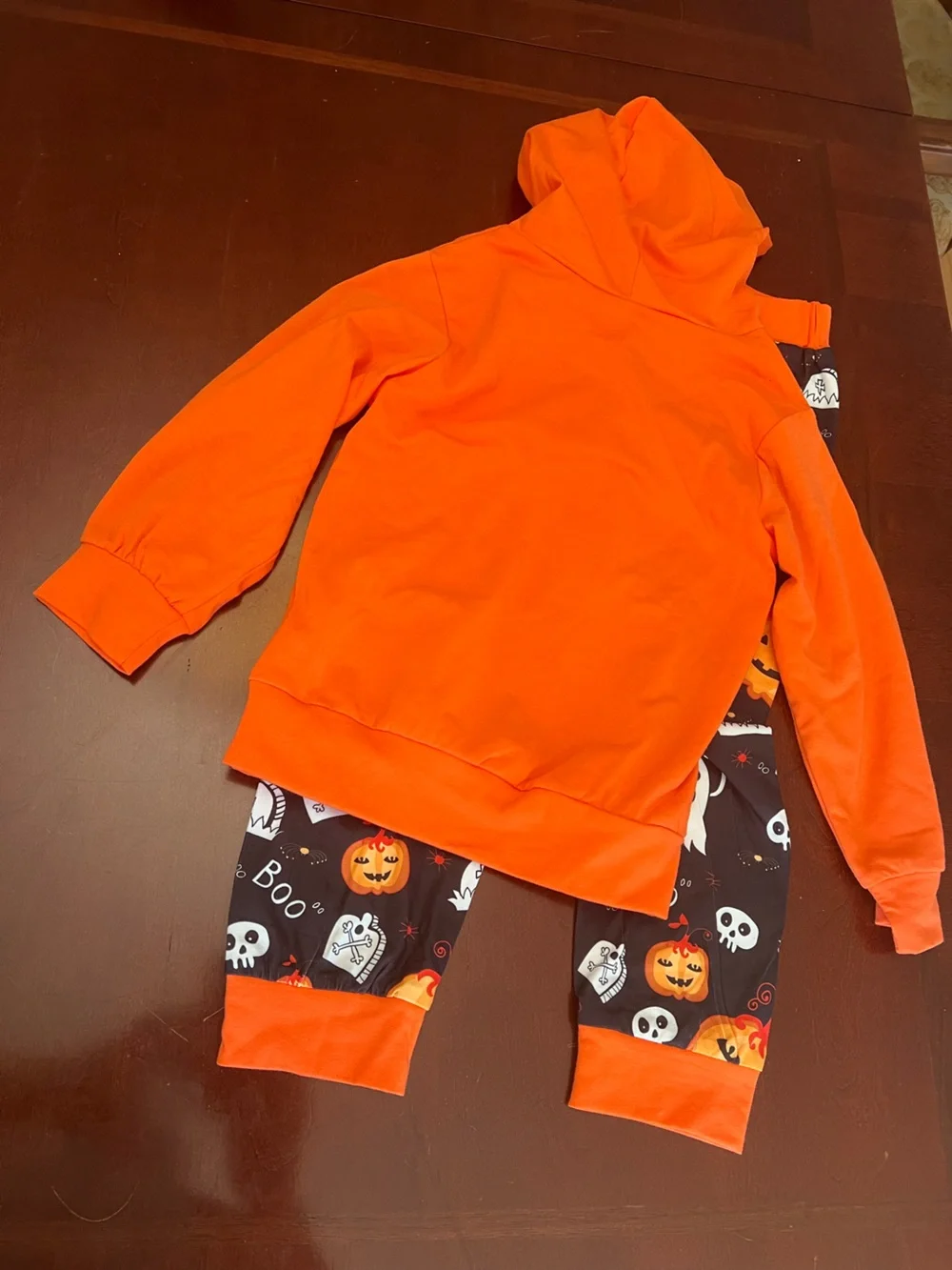 Kids Halloween Pumpkin & Ghost Hoodie Set - Orange & Black